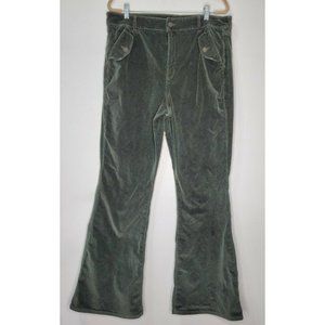 American Eagle 18 Long Dark Green Super Hi-Rise Flare Corduroy Pant Retro